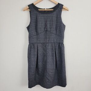 J. Crew Dress Womens 4 Gray Wool Plaid‎ Checks Back Zip Sleeveless Tank Career